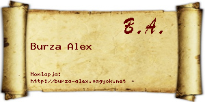 Burza Alex névjegykártya